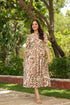 Women Abstract Printed Pure Cotton Tiered Fit & Flare Midi Dress